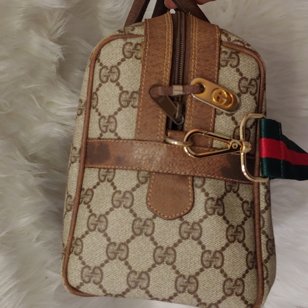 Authentic Vintage Gucci GG Monogram Supreme Sherry Web Ophidia Boston Doctor Bag - Picture 6 of 11